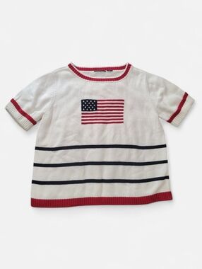 VTG Crazy Horse by Liz Claiborne American Flag Knit Sweater Patriotic Classic